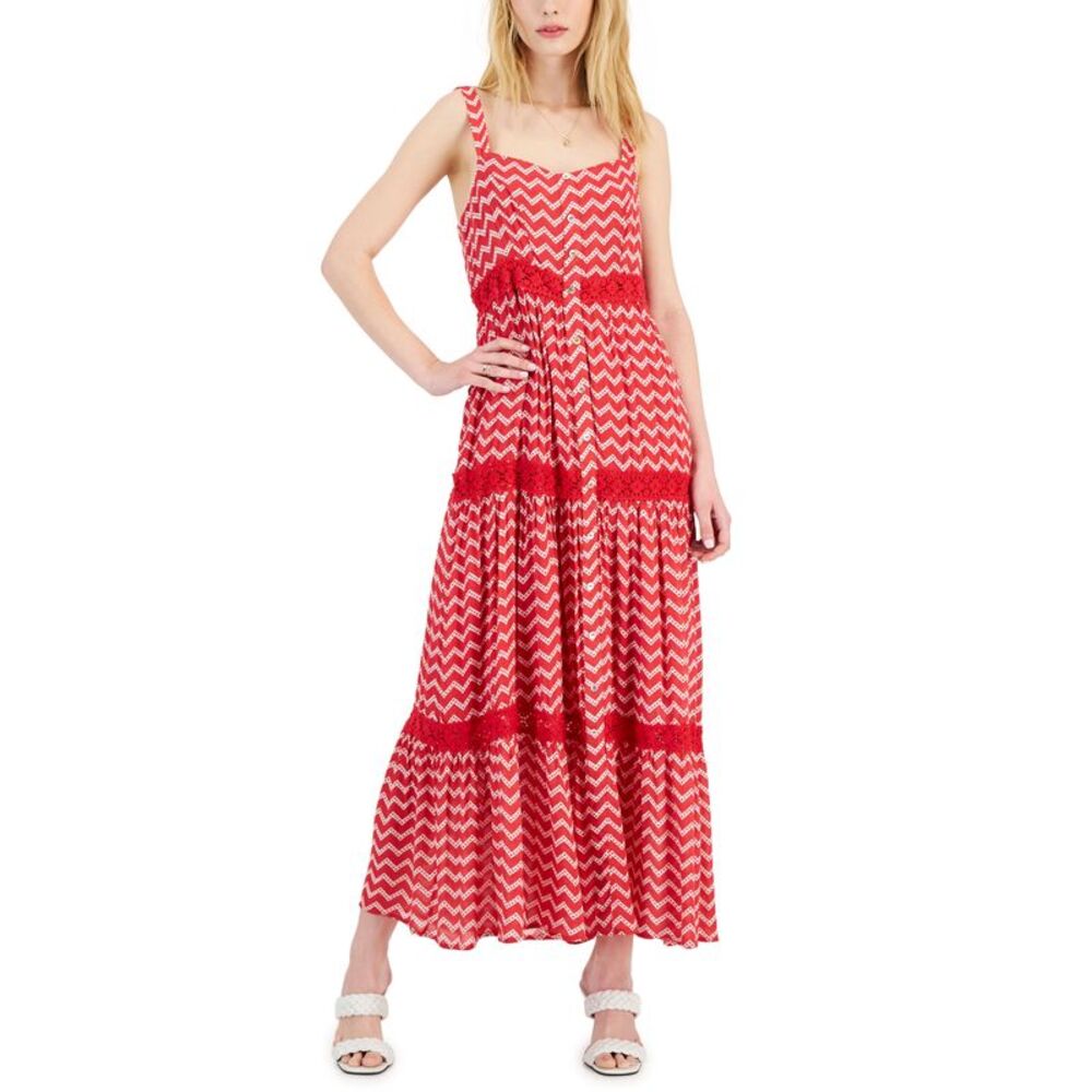 Fever Womens Gauze Tiered Maxi Dress